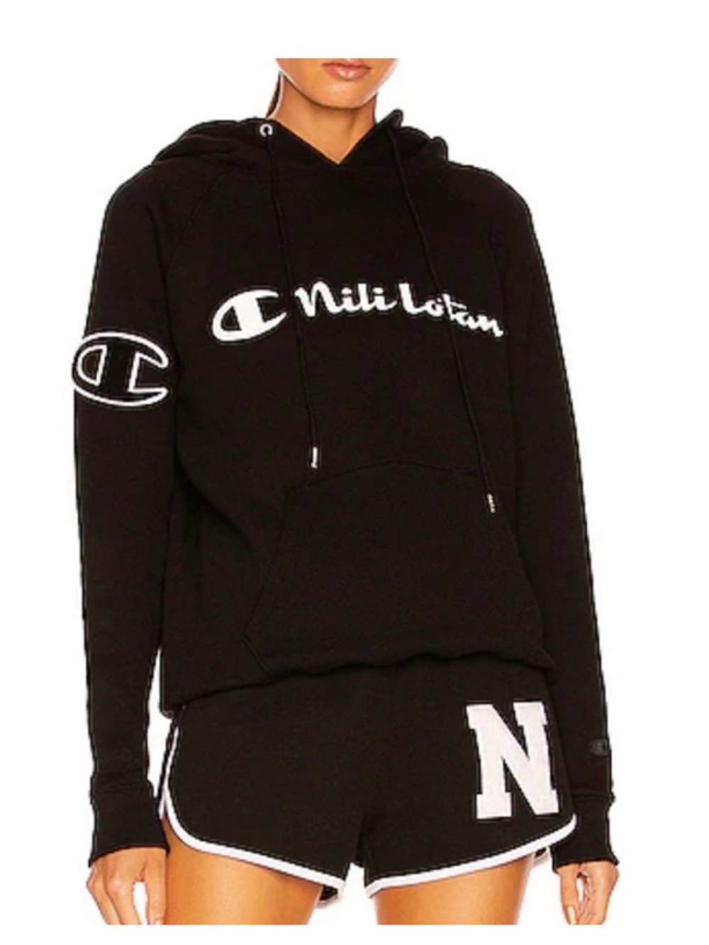 Black Hoodie with White Script Logo Nili lotan this is for both items
